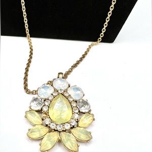 J. Crew Opalescent and Citrine Color Rhinestones Pendant Necklace EUC